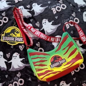 Loungefly Jurassic Park Red and Green Crossbody Bag